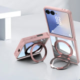 Z Flip Magnetic Clear Case with Kickstand Ring-Exoticase-Pink-For Z Flip 7-Exoticase