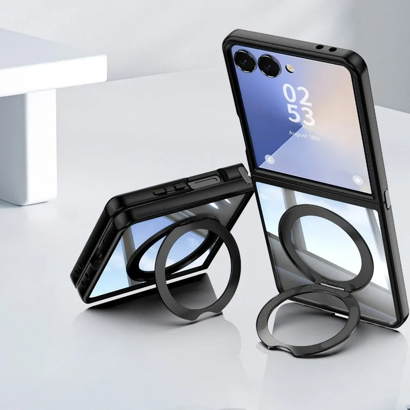 Z Flip Magnetic Clear Case with Kickstand Ring-Exoticase-Exoticase