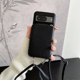 Zipper Wallet Crossbody Strap Google Pixel Case-Exoticase-Black-For Pixel 10A-Exoticase