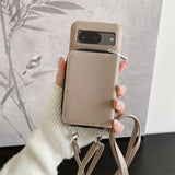 Zipper Wallet Crossbody Strap Google Pixel Case-Exoticase-Khaki-For Pixel 10A-Exoticase