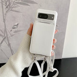 Zipper Wallet Crossbody Strap Google Pixel Case-Exoticase-White-For Pixel 10A-Exoticase