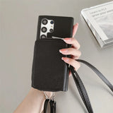 Zipper Wallet Crossbody Strap Samsung Case-Exoticase-Black-For Samsung S26 Ultra-Exoticase