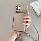 Zipper Wallet Crossbody Strap Samsung Case-Exoticase-Khaki-For Samsung S26 Ultra-Exoticase