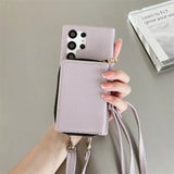 Zipper Wallet Crossbody Strap Samsung Case-Exoticase-Purple-For Samsung S26 Ultra-Exoticase