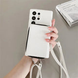 Zipper Wallet Crossbody Strap Samsung Case-Exoticase-White-For Samsung S26 Ultra-Exoticase