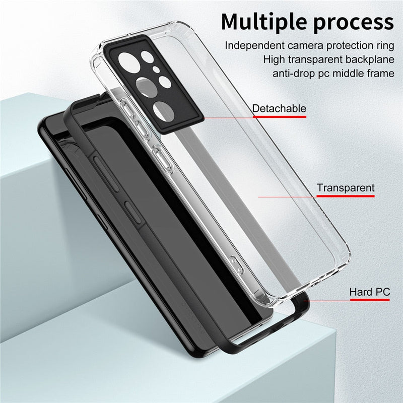 3 in 1 Hybrid Transparent Bumper Shockproof Samsung Galaxy Case-Exoticase-