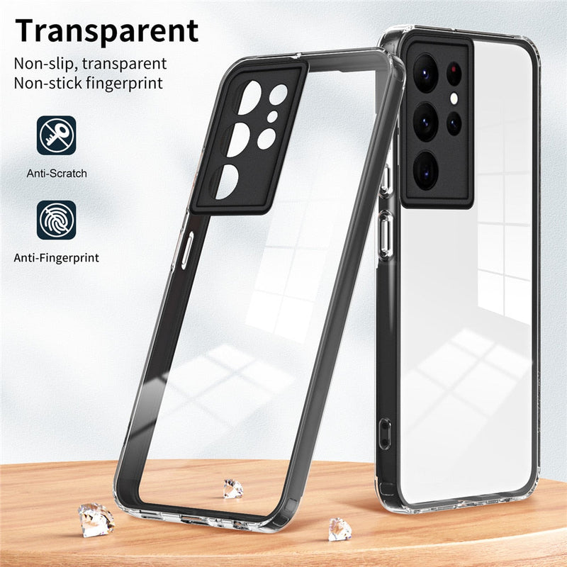 3 in 1 Hybrid Transparent Bumper Shockproof Samsung Galaxy Case - Exoticase -