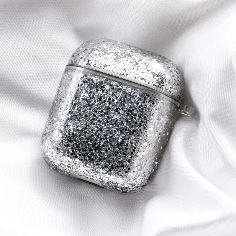 AirPods GlitterFlow Case-Exoticase-Silver-
