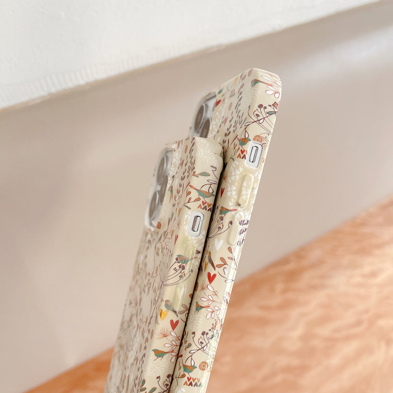 Birds Hearts Floral iPhone Case-Exoticase-