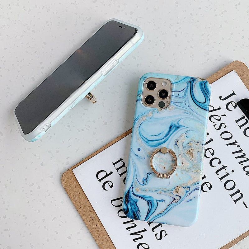 Blue Marble iPhone Case with Ring-Exoticase-