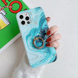 Blue Marble iPhone Case with Ring-Exoticase-For iPhone 12 Pro Max-A with Ring-