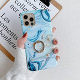 Blue Marble iPhone Case with Ring-Exoticase-For iPhone 12 Pro Max-B with Ring-