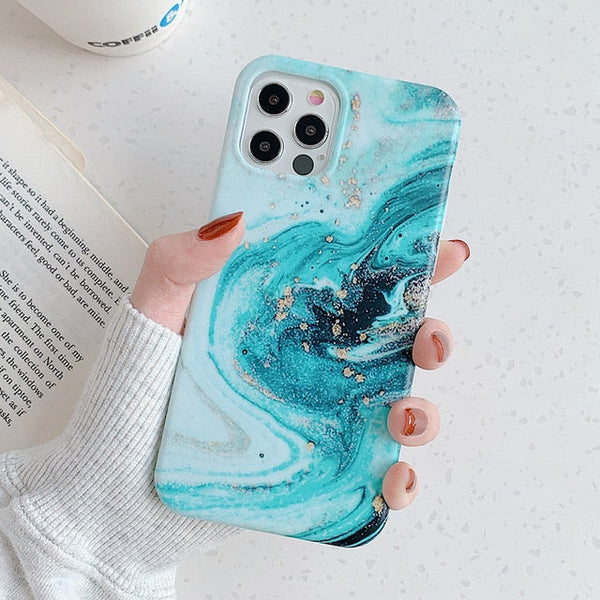 Blue Marble iPhone Case with Ring-Exoticase-For iPhone 12 Pro Max-A-