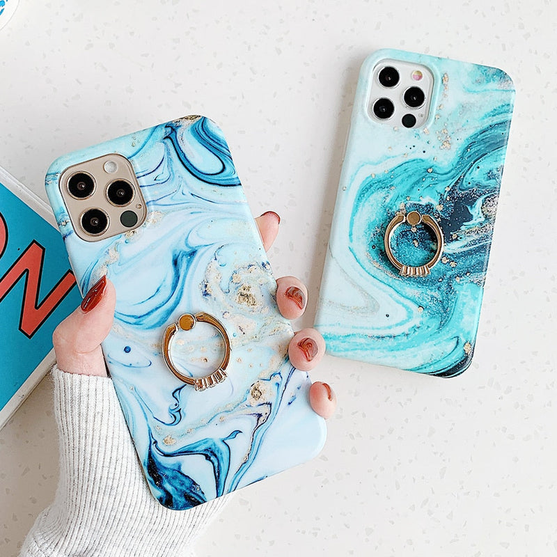 Blue Marble iPhone Case with Ring-Exoticase-