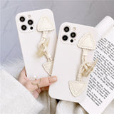 Brown and White iPhone Case with Horn Buckle String-Exoticase-