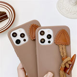 Brown and White iPhone Case with Horn Buckle String-Exoticase-