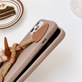 Brown and White iPhone Case with Horn Buckle String - Exoticase -
