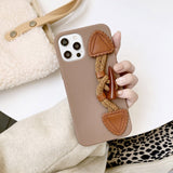 Brown and White iPhone Case with Horn Buckle String - Exoticase - For iPhone 12 Pro Max / Brown