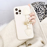 Brown and White iPhone Case with Horn Buckle String-Exoticase-For iPhone 12 Pro Max-White-