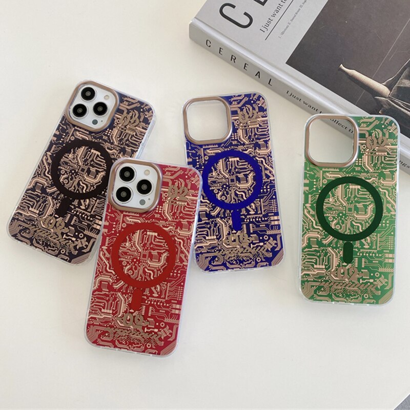 Circuit Board Pattern MagSafe iPhone Case-Exoticase-