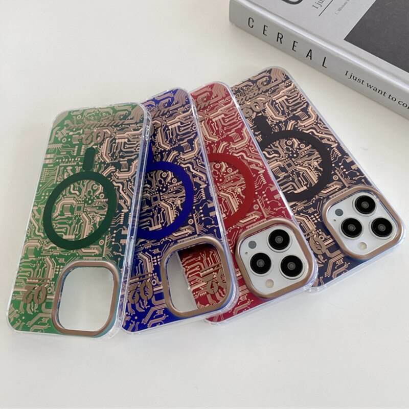 Circuit Board Pattern MagSafe iPhone Case-Exoticase-