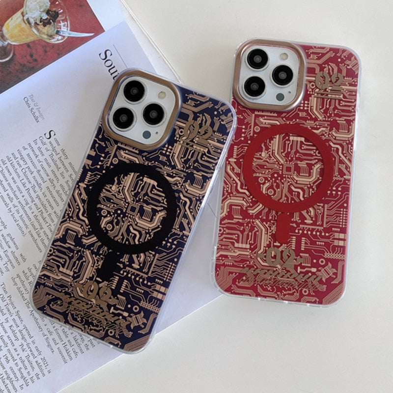 Circuit Board Pattern MagSafe iPhone Case-Exoticase-
