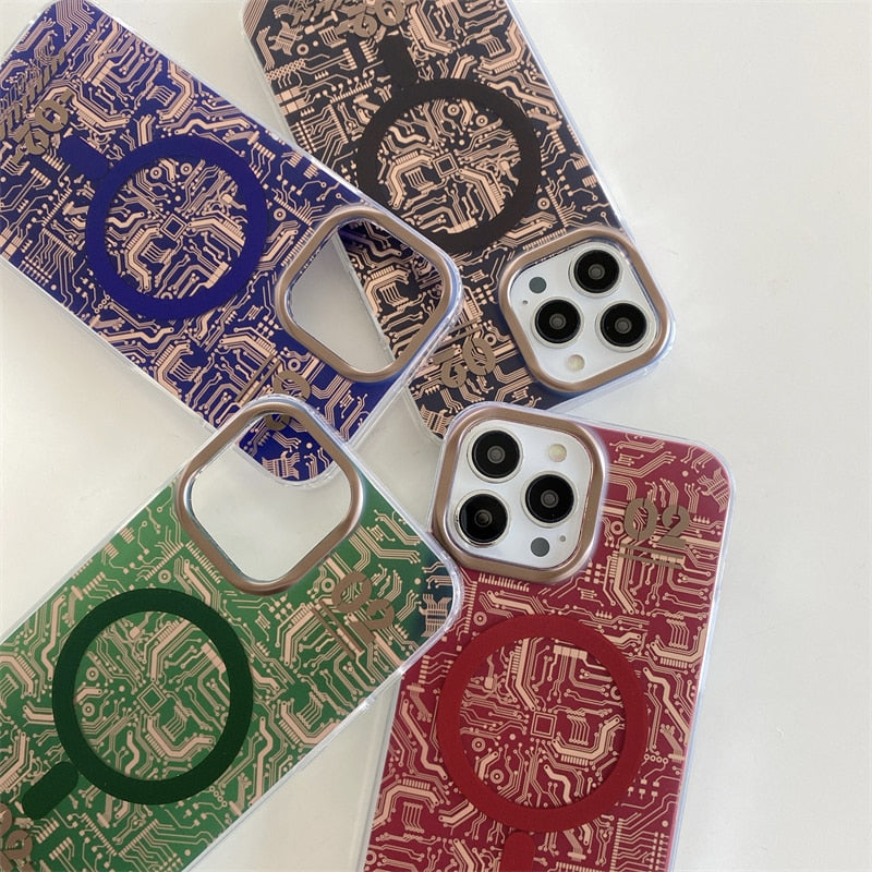 Circuit Board Pattern MagSafe iPhone Case-Exoticase-