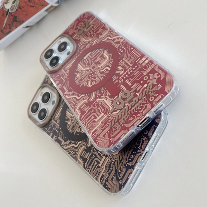 Circuit Board Pattern MagSafe iPhone Case-Exoticase-