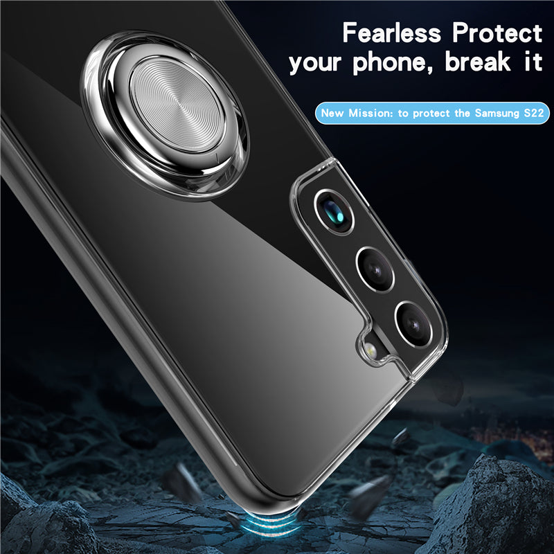 Class Sturdy Transparent Samsung Case with Metal Ring and White Sides - Exoticase -