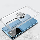 Class Sturdy Transparent Samsung Case with Metal Ring and White Sides - Exoticase -