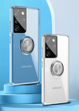 Class Sturdy Transparent Samsung Case with Metal Ring and White Sides - Exoticase -