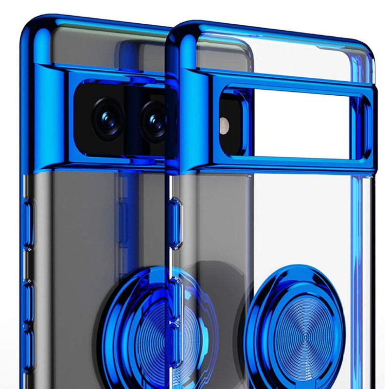Clear Metal Ring Electroplated Google Pixel Case-Exoticase-