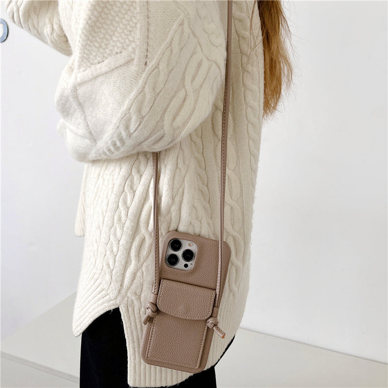 Crossbody Leather iPhone Case with Wallet-Exoticase-