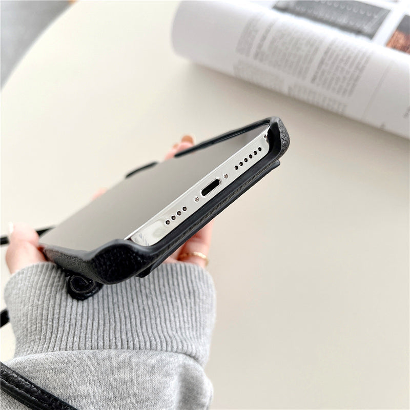 Crossbody Leather iPhone Case with Wallet-Exoticase-