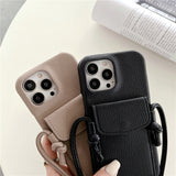 Crossbody Leather iPhone Case with Wallet-Exoticase-