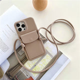 Crossbody Leather iPhone Case with Wallet-Exoticase-For iPhone 13 Pro Max-Brown-