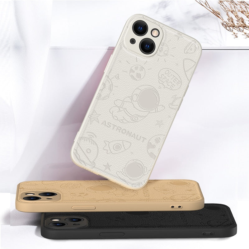 Cute Astronaut Soft Leather iPhone Case - Exoticase -