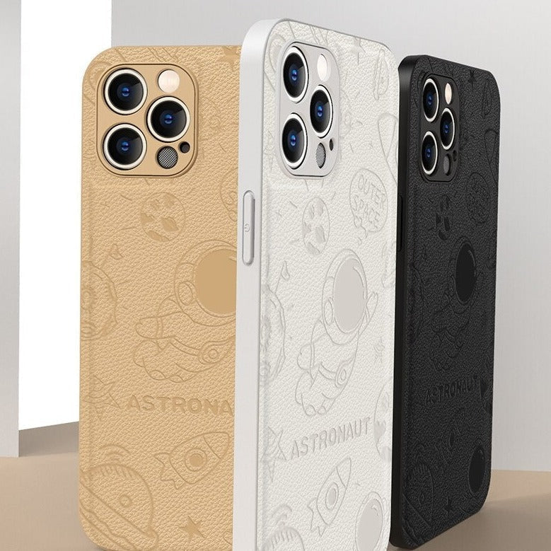 Cute Astronaut Soft Leather iPhone Case - Exoticase -