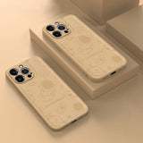 Cute Astronaut Soft Leather iPhone Case - Exoticase - For iPhone 13 Pro max / Khaki