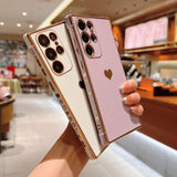Cute Plating Love Hearts Square Samsung Galaxy Case-Exoticase-
