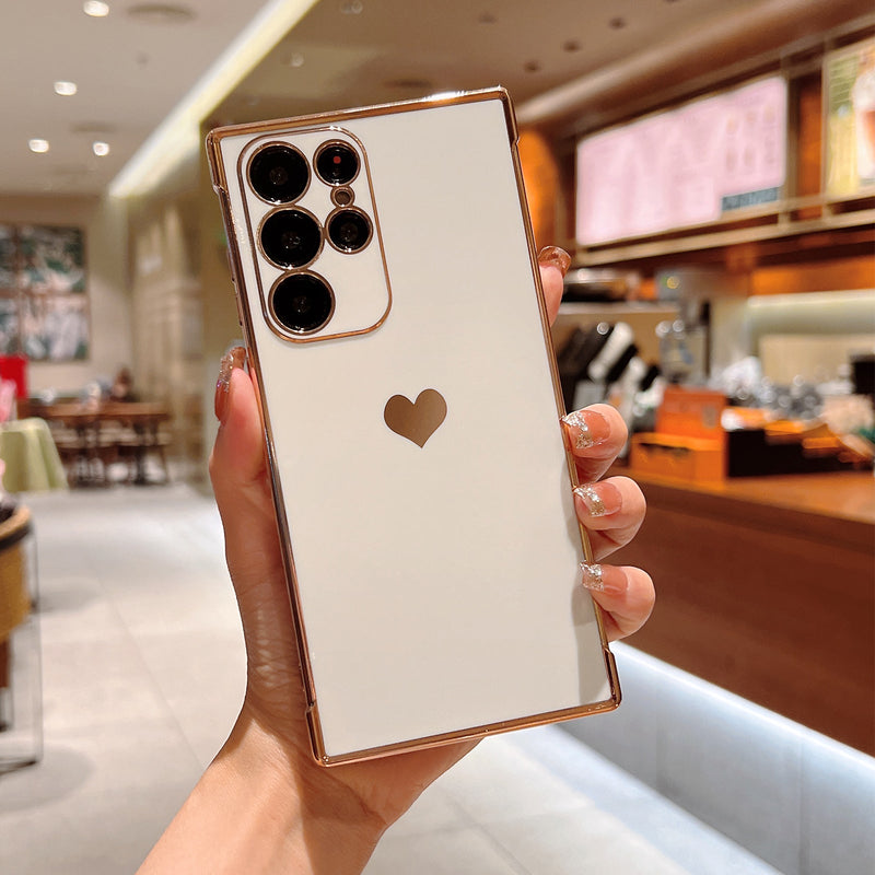 Cute Plating Love Hearts Square Samsung Galaxy Case-Exoticase-