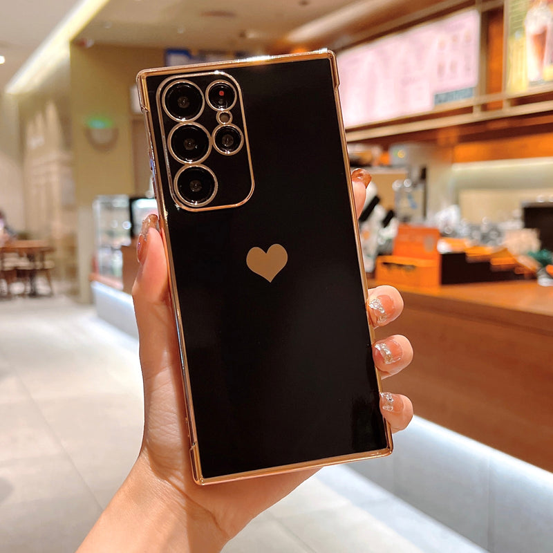 Cute Plating Love Hearts Square Samsung Galaxy Case-Exoticase-