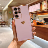Cute Plating Love Hearts Square Samsung Galaxy Case-Exoticase-