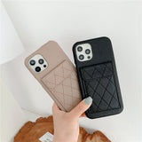 Diamond Pattern Leather Like Wallet iPhone Case-Exoticase-