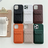 Diamond Pattern Leather Like Wallet iPhone Case-Exoticase-