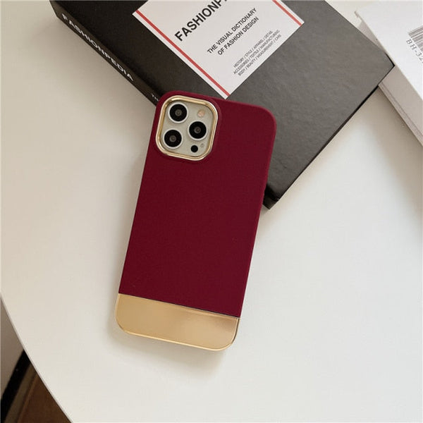 Dual Color Solid iPhone Case - Exoticase - For iPhone 13 Pro Max / Claret