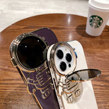 Electroplated Astronaut Camera Lens Cover iPhone Case-Exoticase-