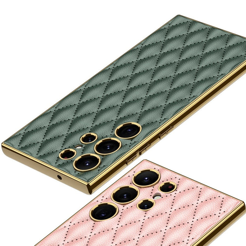 Electroplated Diamond PU Leather Samsung Case-Exoticase-