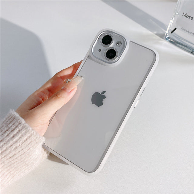 Electroplated Glitter Metal Ring Transparent iPhone Case - Exoticase - For iPhone 13 Pro Max / Silver