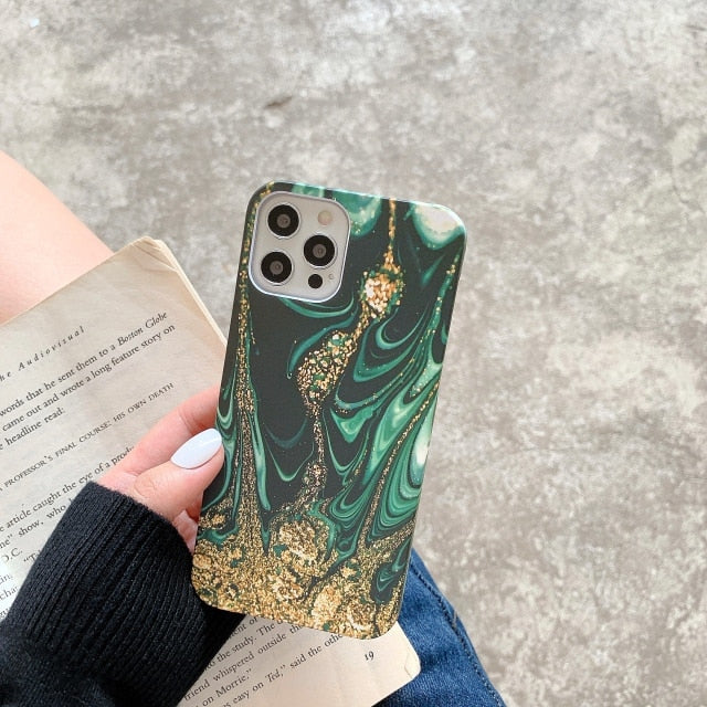 Electroplated Glitterflow Marble iPhone Case - Exoticase - For iPhone 12 Pro Max / B